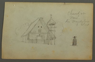 Drawing, Church at Naré, Rio Magdalena, Colombia by Frederic Edwin Church